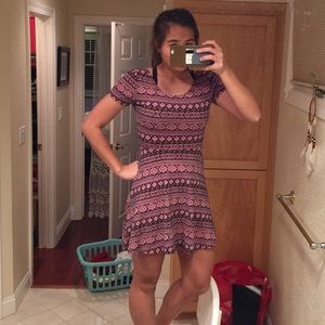 Pink Tribal Print Skater Dress